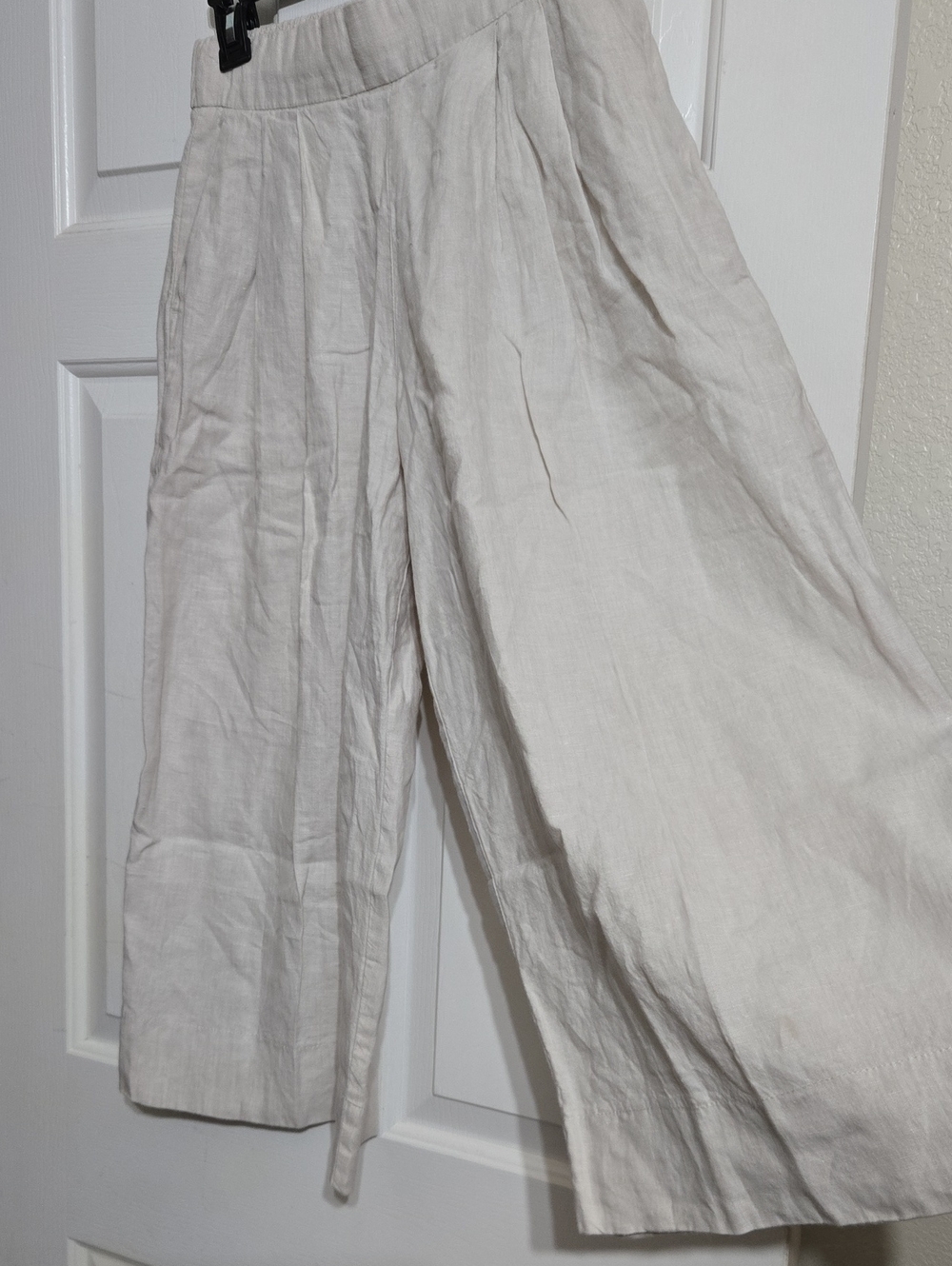 GAP Light Beige Elastic-Waist Linen Pants